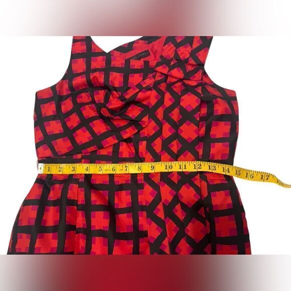 🔥 Marc by Marc Jacobs 100% Silk Sash Red Check Cocktail Dress Size 2 - Picture 12 of 13